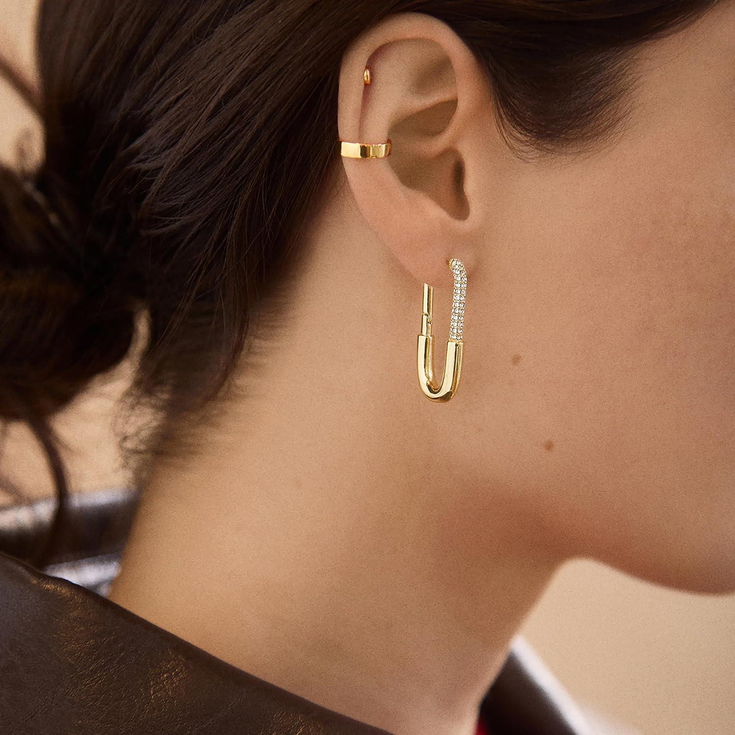 imageBaubleBar Liza Hoop Earrings GoldPave