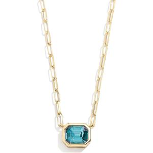 BaubleBar Blythe Birthstone Pendant Necklace for Women on a Delicate Paperclip Chain, Fashion Jewelry, Meaningful Gifts for Women, Perfect for the Holidays(Turquoise)