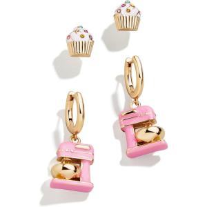 BaubleBar Food & Drink-Themed Statement Earrings, Novelty Earrings for Women, Costume Jewelry(Bakers Choice – Set of 2)