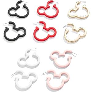 BaubleBar Disney’s Mickey Mouse Themed Earrings – Licensed Disney Jewelry for Women(Mickey Mouse Set (Hoop))