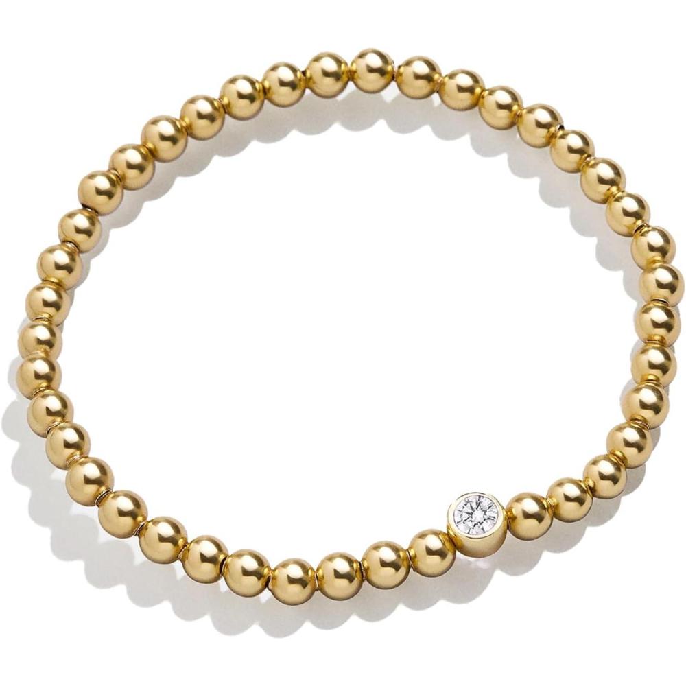 imageBaubleBar 18K Gold Birthstone Pisa Stretch Bracelet with Cubic Zirconia Stones for Women Gold Plated Sterling SilverCrystalColored