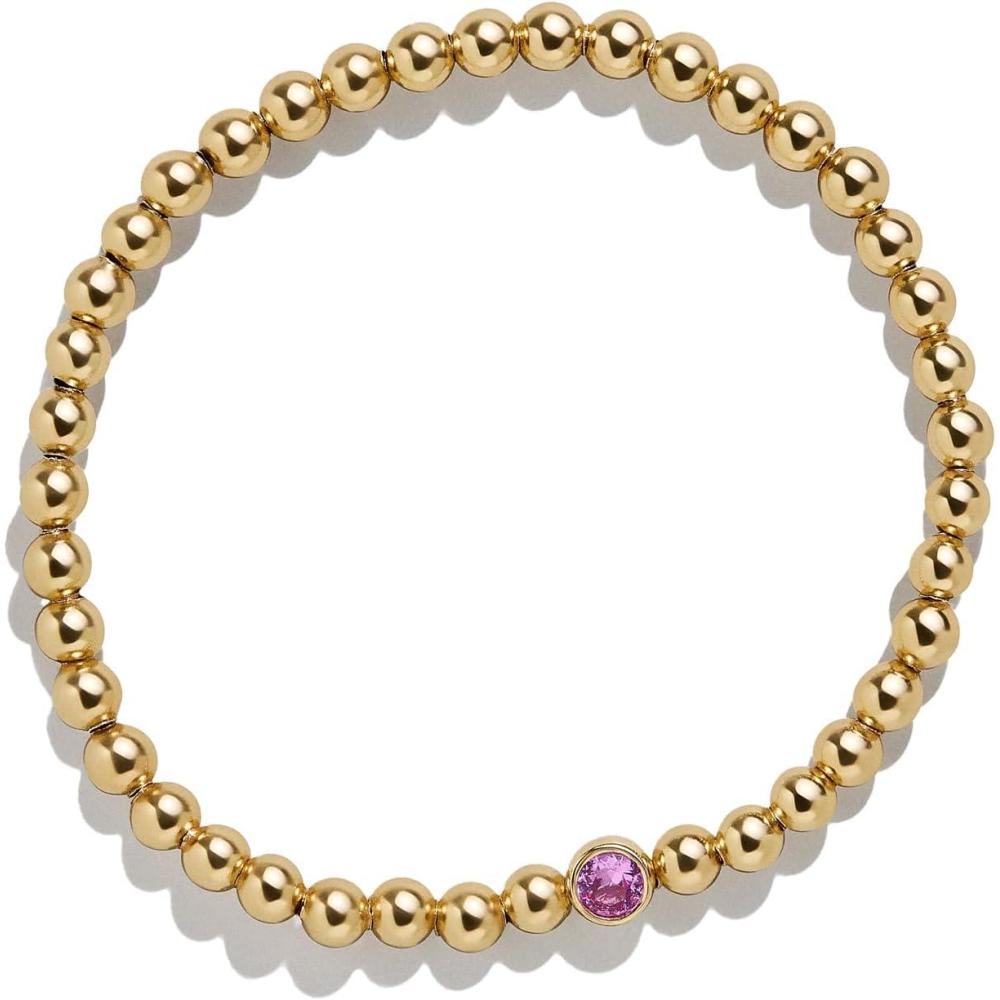 imageBaubleBar 18K Gold Birthstone Pisa Stretch Bracelet with Cubic Zirconia Stones for Women Gold Plated Sterling SilverRoseColored