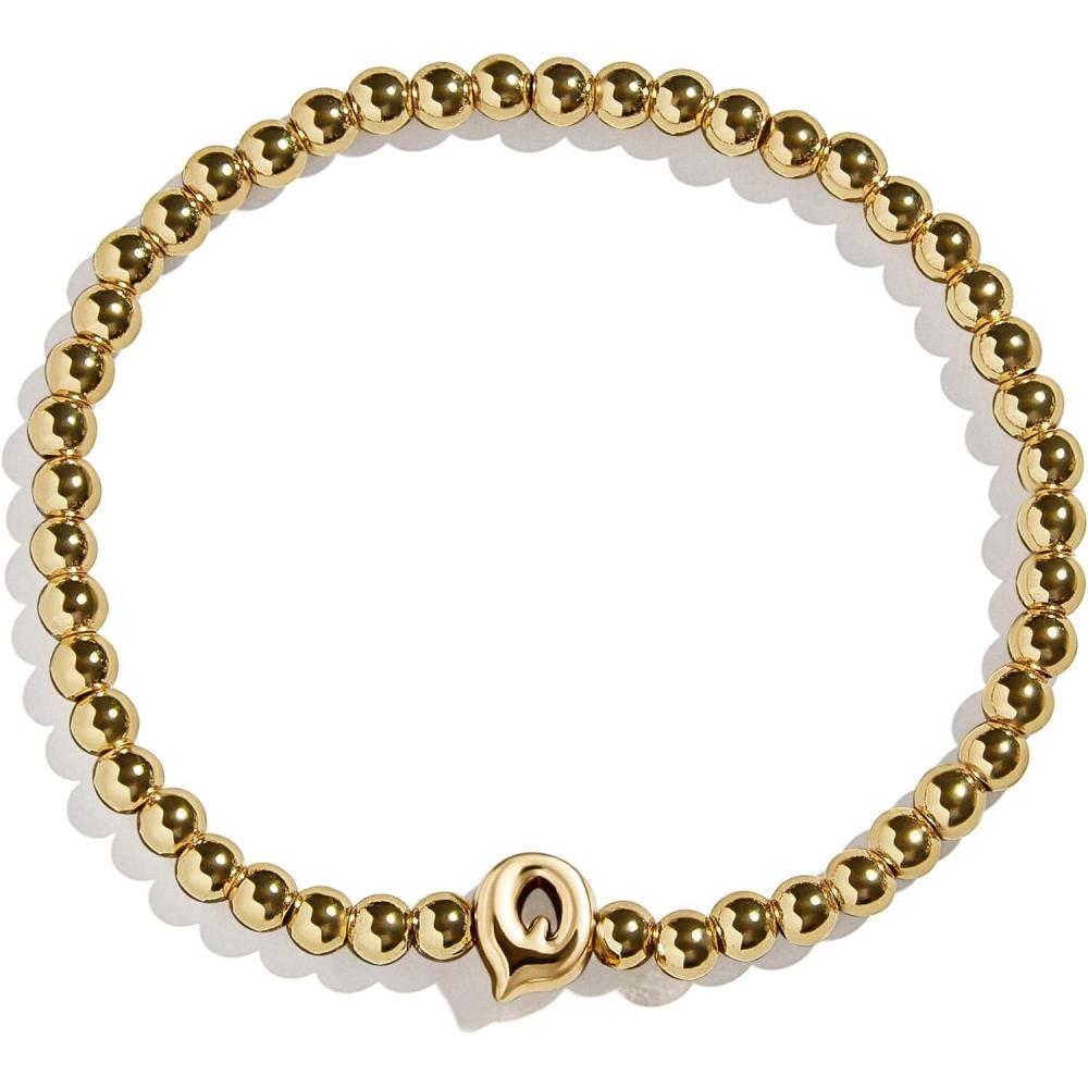 imageBaubleBar Initial Pisa Stretch Bracelet  Personalized GoldPlated Bracelet for Women Beaded Initial Bracelet Stacking Bracelet Custom Ball Bracelet Trendy JewelryLetter Q Solid