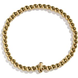 BaubleBar Initial Pisa Stretch Bracelet – Personalized Gold-Plated Bracelet for Women, Beaded Initial Bracelet, Stacking Bracelet, Custom Ball Bracelet, Trendy Jewelry(Letter I (Solid))