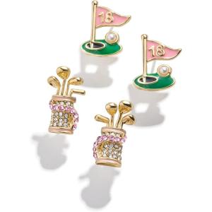 BaubleBar Sport-Themed Statement Earrings, Novelty Stud Earrings for Women, Costume Jewelry(Hole in One Set)