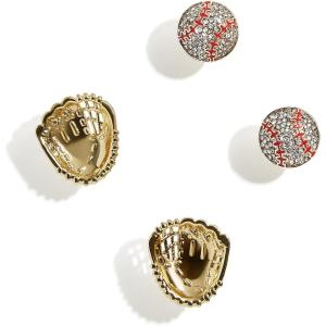 BaubleBar Sport-Themed Statement Earrings, Novelty Stud Earrings for Women, Costume Jewelry(Play Ball)