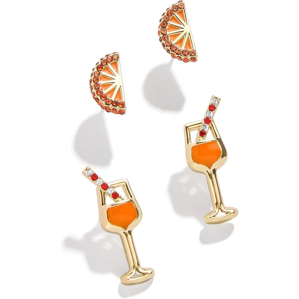 imageBaubleBar Food ampamp DrinkThemed Statement Earrings Novelty Earrings for Women Costume JewelryAperol Spritz and Orange  Set of 2
