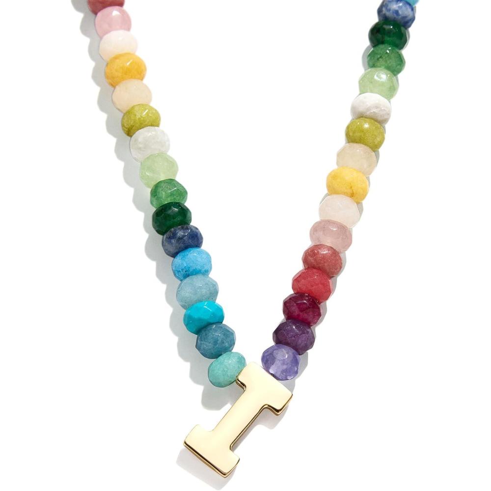 imageBaubleBar SemiPrecious Block Initial Necklace for Women  Colorful Personalized Necklaces Custom Pendant Necklace wNatural Gemstones Beaded Necklace Fashion JewelryI