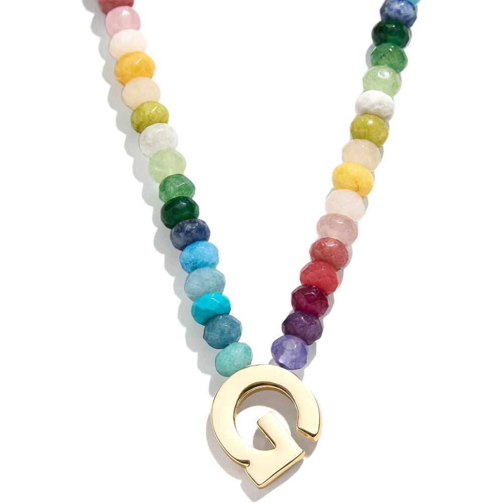 imageBaubleBar SemiPrecious Block Initial Necklace for Women  Colorful Personalized Necklaces Custom Pendant Necklace wNatural Gemstones Beaded Necklace Fashion JewelryG