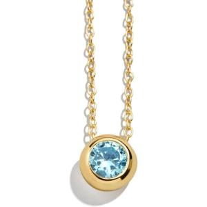 BaubleBar 18K Gold-Plated Sterling Silver Birthstone Pendant Necklace(Aquamarine-Colored)