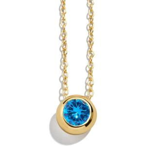 BaubleBar 18K Gold-Plated Sterling Silver Birthstone Pendant Necklace(Blue Zircon-Colored)