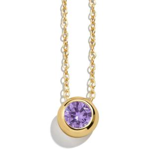 BaubleBar 18K Gold-Plated Sterling Silver Birthstone Pendant Necklace(Light Amethyst-Colored)