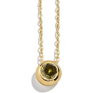 BaubleBar 18K Gold-Plated Sterling Silver Birthstone Pendant Necklace(Peridot-Colored)