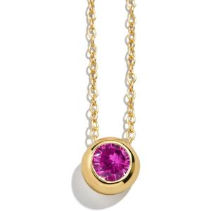 BaubleBar 18K Gold-Plated Sterling Silver Birthstone Pendant Necklace(Rose-Colored)