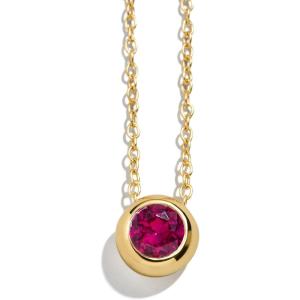 BaubleBar 18K Gold-Plated Sterling Silver Birthstone Pendant Necklace(Ruby-Colored)