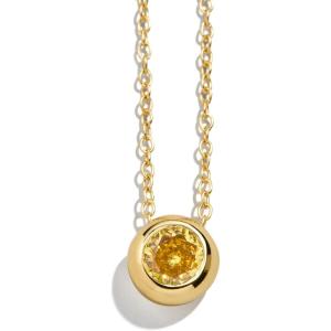 BaubleBar 18K Gold-Plated Sterling Silver Birthstone Pendant Necklace(Topaz-Colored)