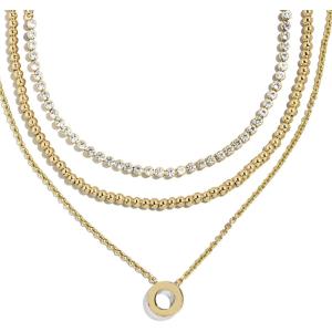 BaubleBar Kenna Pre-Layered Initial Necklace, Gold-Plated, Fashion Jewelry, Gifts for Women, Beautiful and Trendy(O)
