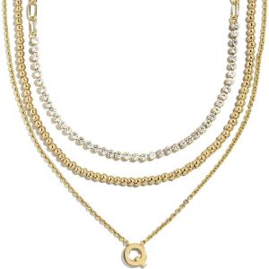 BaubleBar Kenna Pre-Layered Initial Necklace, Gold-Plated, Fashion Jewelry, Gifts for Women, Beautiful and Trendy(Q)