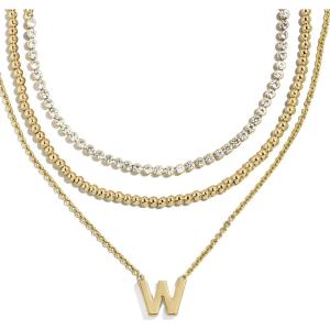 BaubleBar Kenna Pre-Layered Initial Necklace, Gold-Plated, Fashion Jewelry, Gifts for Women, Beautiful and Trendy(W)