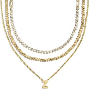 BaubleBar Kenna Pre-Layered Initial Necklace, Gold-Plated, Fashion Jewelry, Gifts for Women, Beautiful and Trendy(Z)