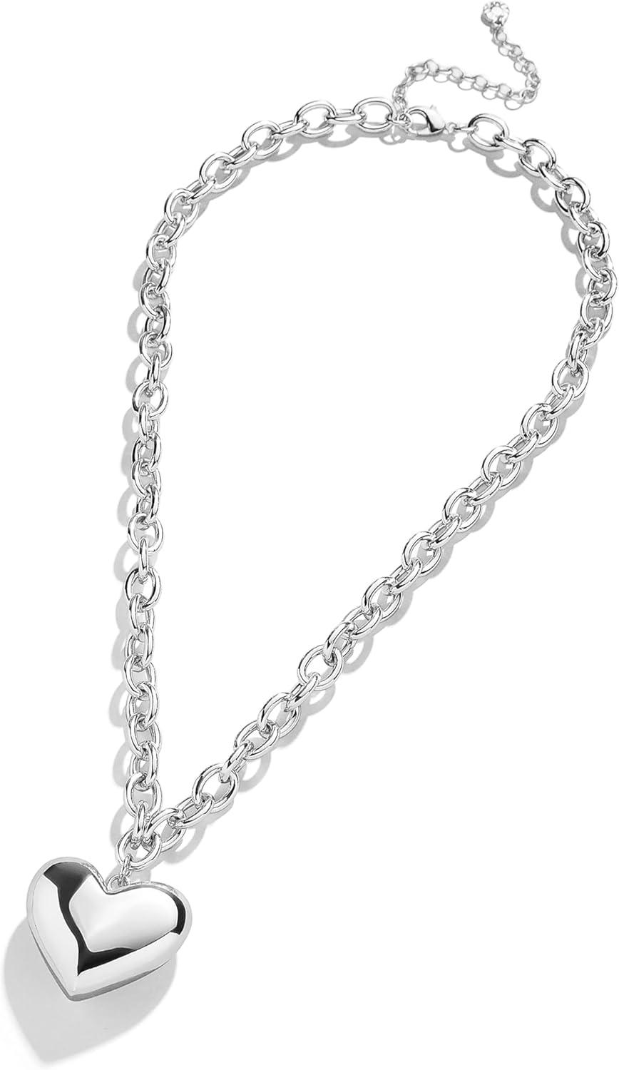 imageBaubleBar GoldPlated or Silver Millie Necklace Trendy Fashion Jewelry Chunky Necklace GoldPlated Heart Charm Silver Necklace for Women Statement PieceSilver