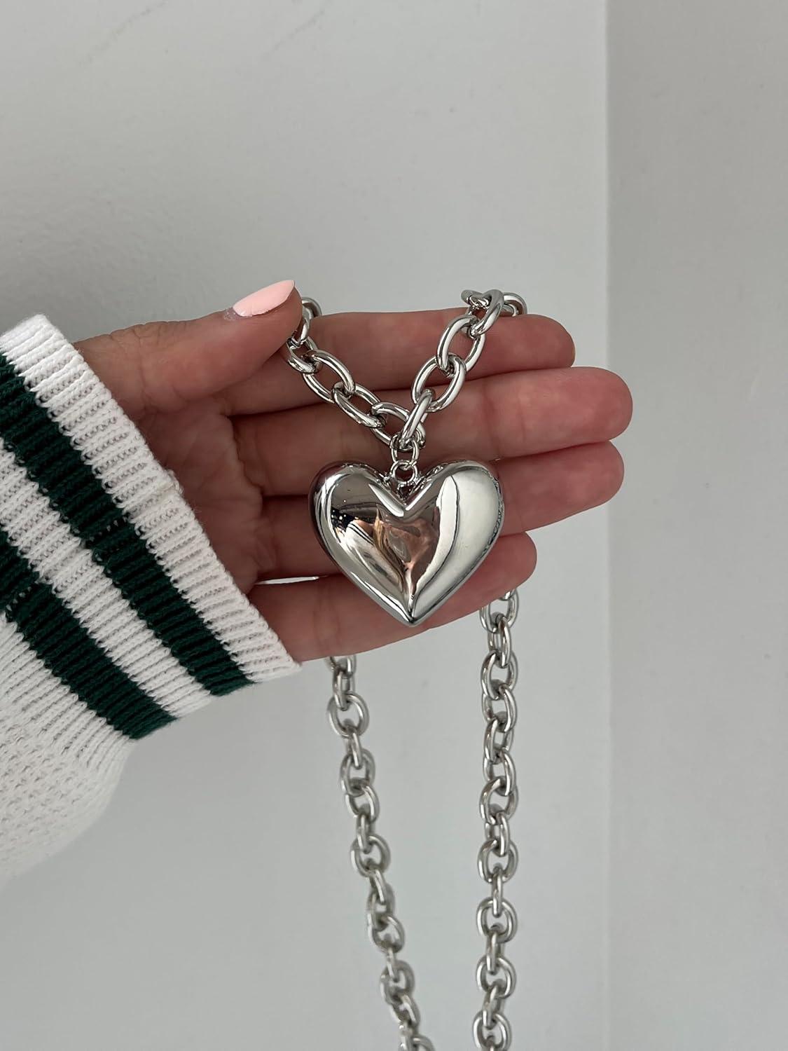 imageBaubleBar GoldPlated or Silver Millie Necklace Trendy Fashion Jewelry Chunky Necklace GoldPlated Heart Charm Silver Necklace for Women Statement PieceSilver