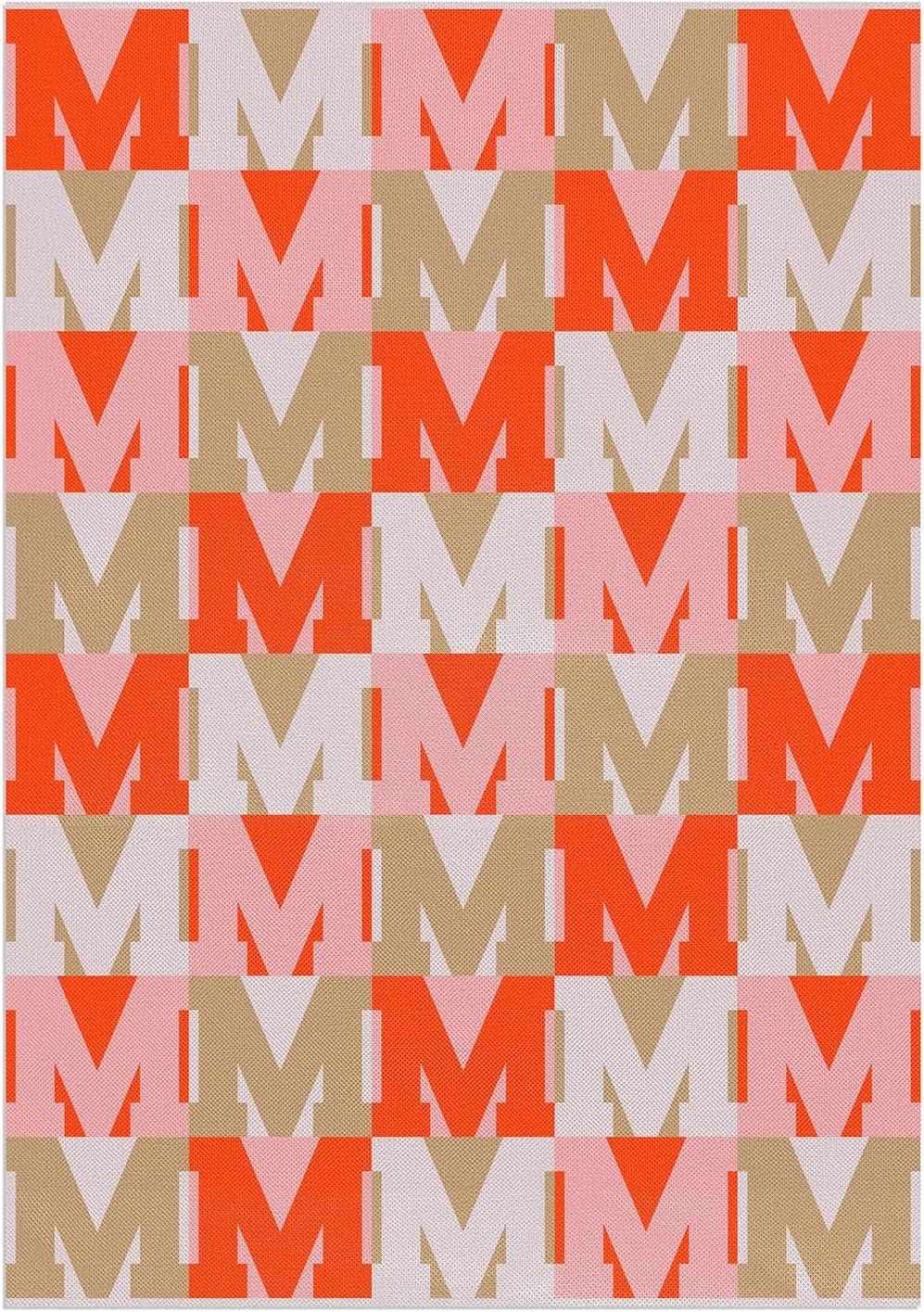 imageBaubleBar On Repeat Custom Throw Blanket NaturalBeige Letter SPinkOrange