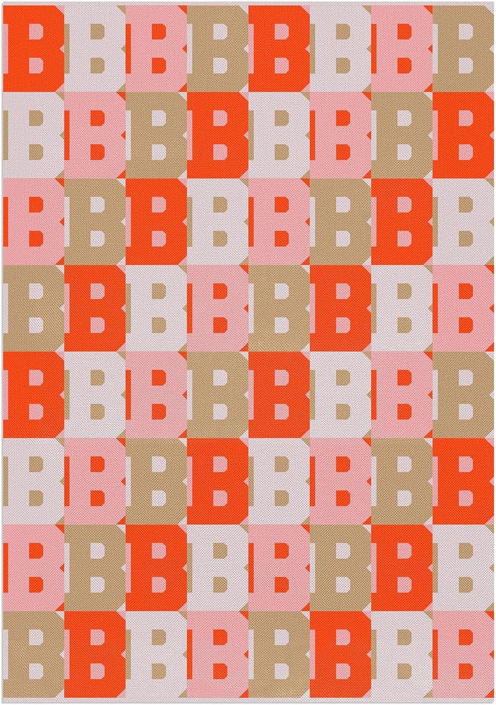 imageBaubleBar On Repeat Custom Throw Blanket NaturalBeige Letter SPinkOrange