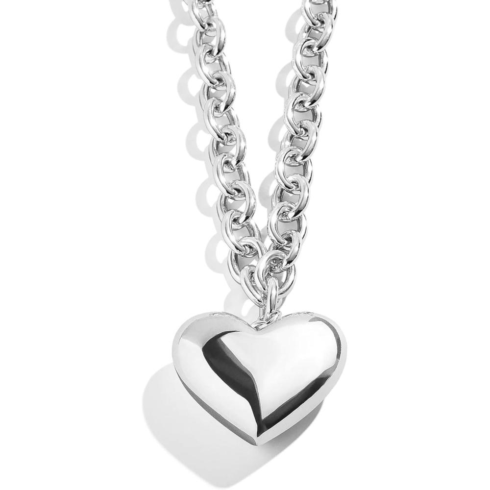 imageBaubleBar GoldPlated or Silver Millie Necklace  Trendy Fashion Jewelry Chunky Necklace GoldPlated Heart Charm Silver Necklace for Women Statement PieceSilver