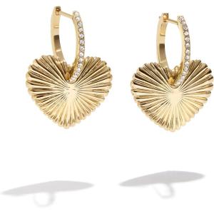 BaubleBar Heart Shaped Hoop Earrings for Women(Paxton Drop – Gold)