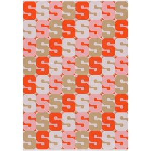 BaubleBar On Repeat Custom Throw Blanket, Natural/Beige, Letter S(Pink/Orange)