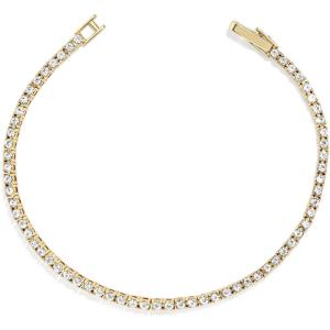BaubleBar Bennett Tennis Bracelet for Women, Gold-Plated Brass – Hypoallergenic W/Cubic Zirconia Stones(Gold)