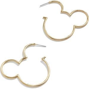 BaubleBar Disney Mickey Mouse Outline Gold-Plated Hoop Earrings – Simple Mickey Mouse Silhouette Hoop Earrings, Gold-Plated Earrings for Women, Disney Jewelry and Accessories, Women’s Fashion Jewelry