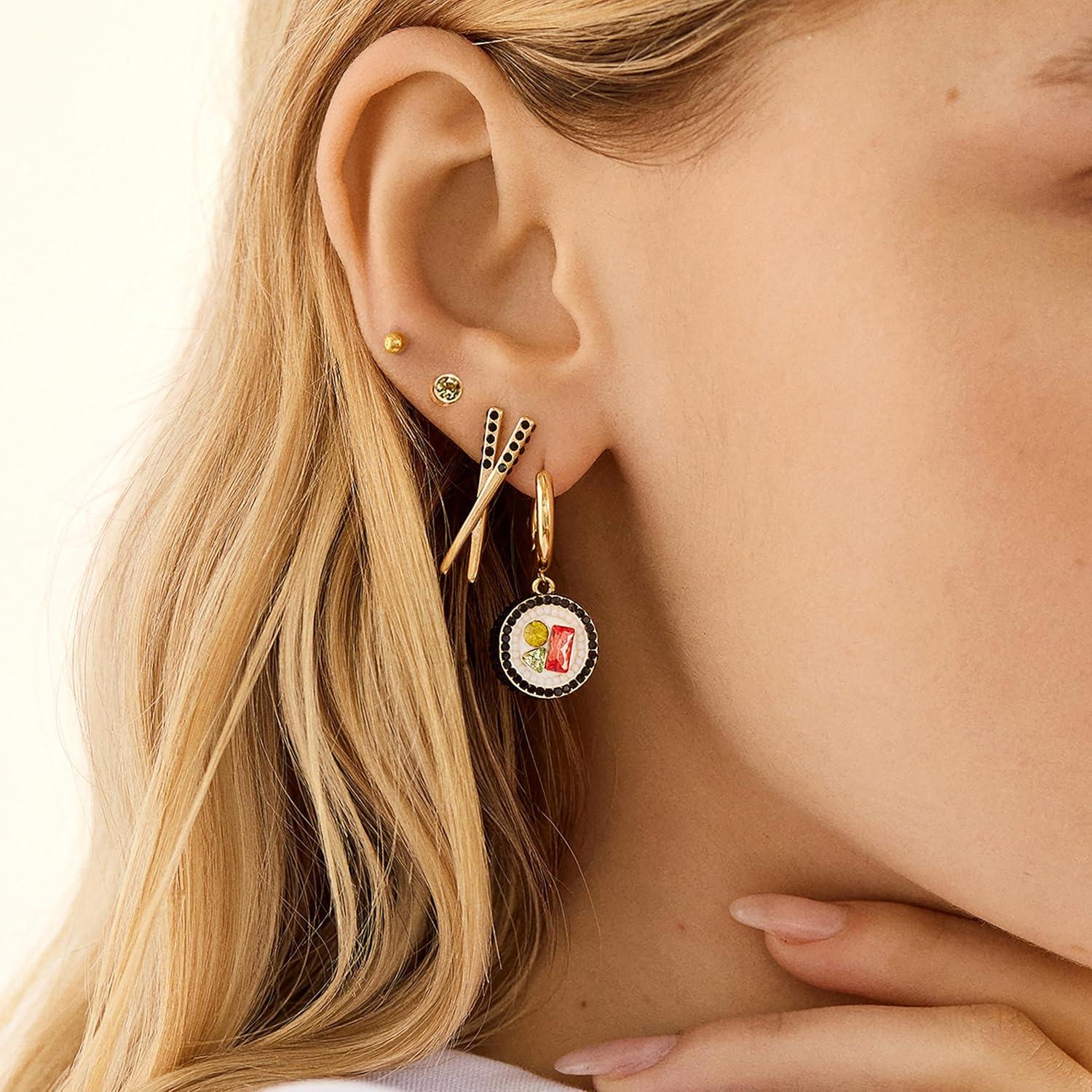 image:imageBaubleBar Food amp DrinkThemed Statement Earrings Novelty Earrings for Women Costume JewelryJust Roll With It Set of 2