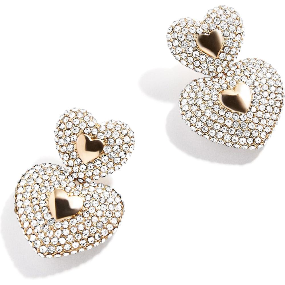 image:imageBaubleBar Heart Earrings Collection for Women Gold Plated Hypoallergenic Fashion JewelryHaven Heart Drop  ClearGold