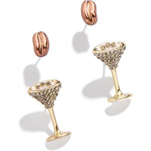 BaubleBar Food & Drink-Themed Statement Earrings, Novelty Earrings for Women, Costume Jewelry(Espresso Martini and Espresso Bean – Set of 2)