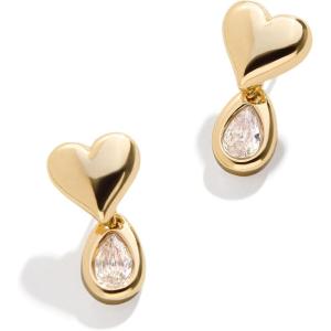 BaubleBar Heart Earrings Collection for Women, Gold Plated Hypoallergenic Fashion Jewelry(Athena Drop – Clear/Gold)