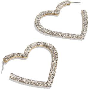 BaubleBar Heart Earrings Collection for Women, Gold Plated Hypoallergenic Fashion Jewelry(Reva Hoop – Pave)