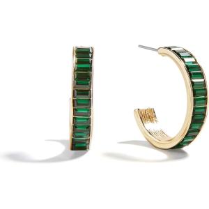 BaubleBar Hoop and Drop Earrings for Women, Fashion Jewelry, Beautiful and Giftable Earrings(Green (Hoop))