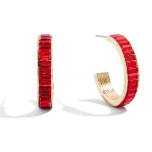 BaubleBar Hoop and Drop Earrings for Women, Fashion Jewelry, Beautiful and Giftable Earrings(Red (Hoop))