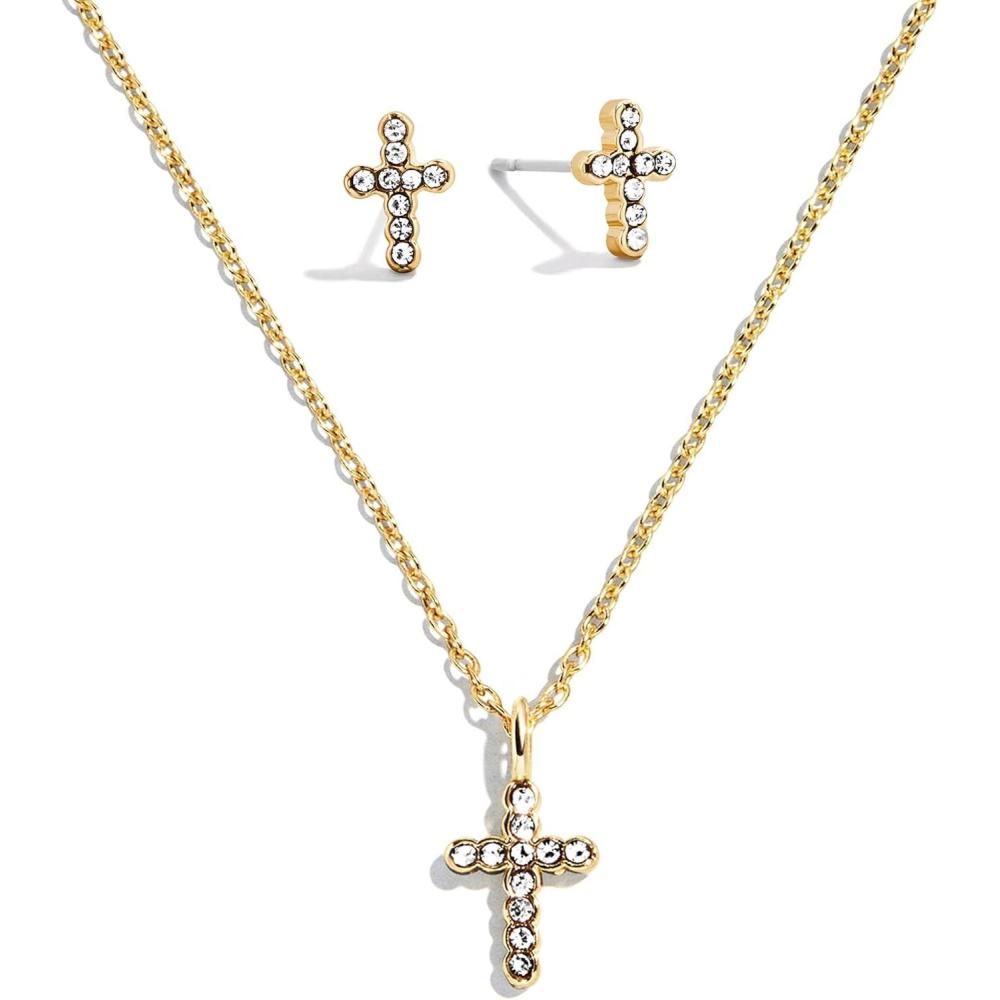 image:imageBaubleBar Cross Statement Necklace Giftable Fashion Jewelry for Women Perfect for Birthday Christmas Valentines Day and EasterCross Gift Set