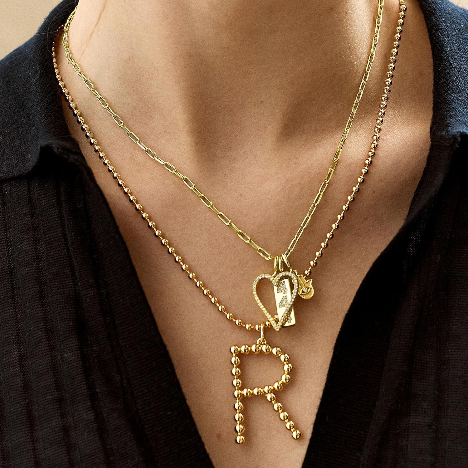 image:imageBaubleBar Oversized Initial Pisa Necklace for Women GoldPlated Beaded Necklace Perfect Personalized GiftE