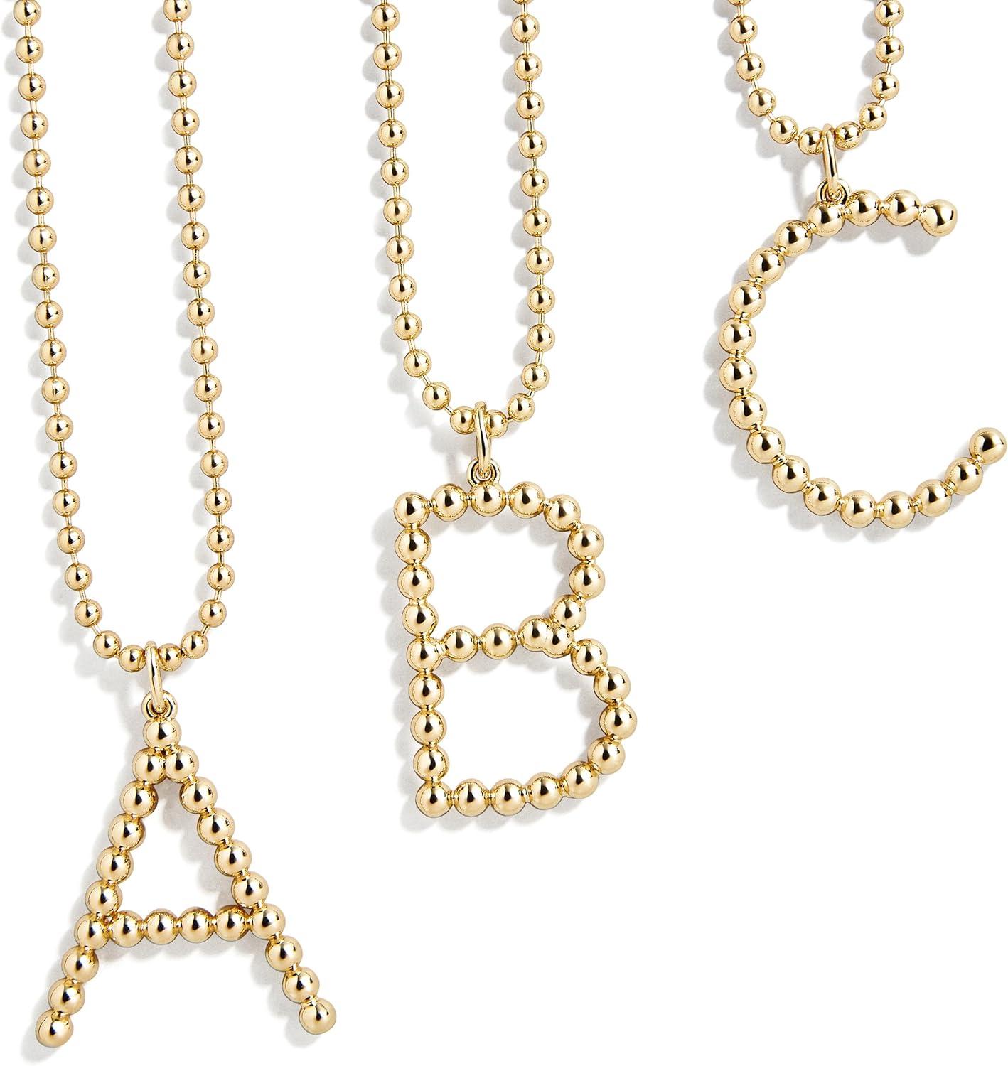 image:imageBaubleBar Oversized Initial Pisa Necklace for Women GoldPlated Beaded Necklace Perfect Personalized GiftN