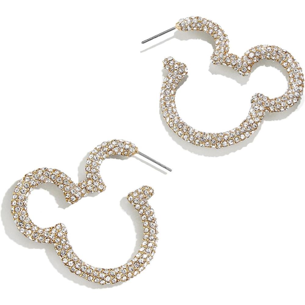 image:imageBaubleBar Disneys Mickey Mouse Outline Hoop Earrings Licensed Disney Jewelry for WomenMickey Mouse Pave Hoop