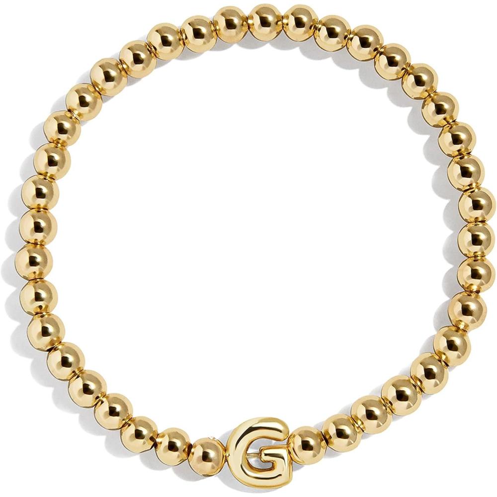 image:imageBaubleBar Initial Pisa Custom Bracelet Trendy GoldPlated Beads Fashion Jewelry Popular Initial Letter Bracelet Stretchy Fit for Kids and AdultsLetter G