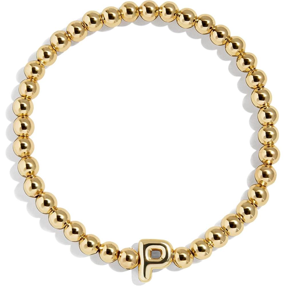 image:imageBaubleBar Initial Pisa Custom Bracelet Trendy GoldPlated Beads Fashion Jewelry Popular Initial Letter Bracelet Stretchy Fit for Kids and AdultsLetter P