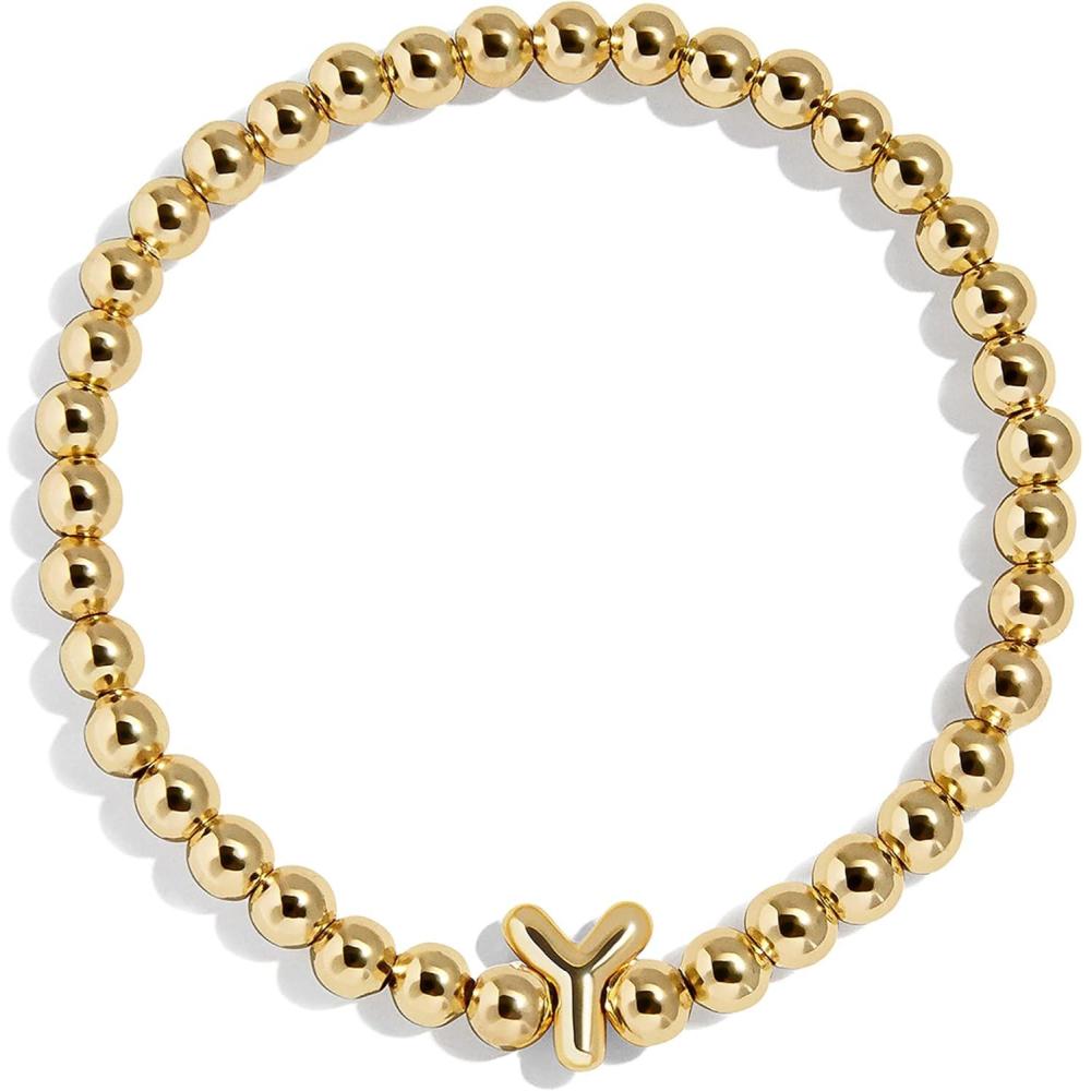 image:imageBaubleBar Initial Pisa Custom Bracelet Trendy GoldPlated Beads Fashion Jewelry Popular Initial Letter Bracelet Stretchy Fit for Kids and AdultsLetter Y