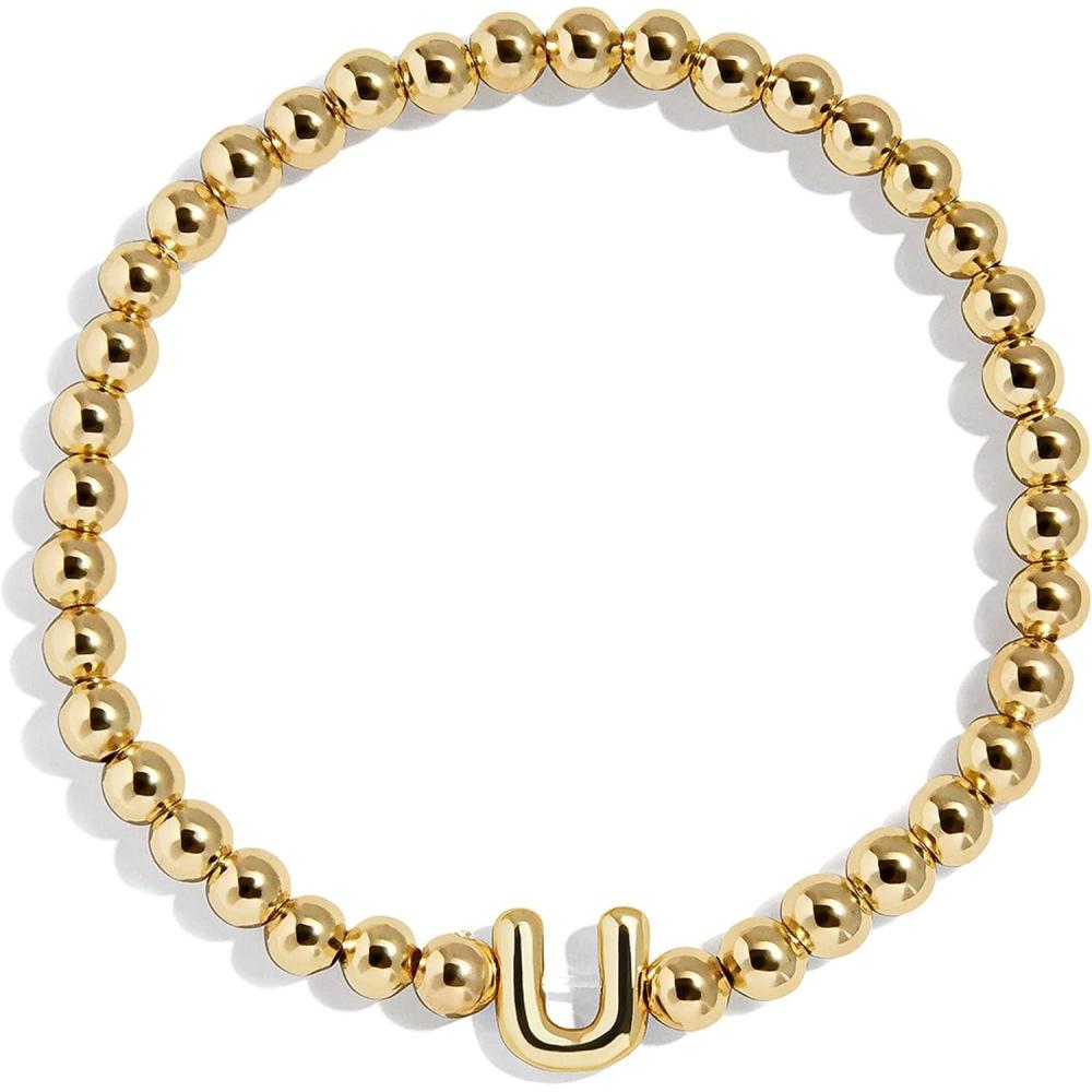 image:imageBaubleBar Initial Pisa Custom Bracelet Trendy GoldPlated Beads Fashion Jewelry Popular Initial Letter Bracelet Stretchy Fit for Kids and AdultsLetter U