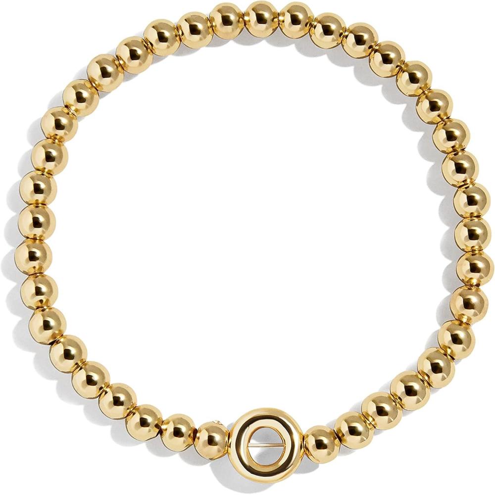 image:imageBaubleBar Initial Pisa Custom Bracelet Trendy GoldPlated Beads Fashion Jewelry Popular Initial Letter Bracelet Stretchy Fit for Kids and AdultsLetter O