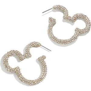 BaubleBar Disney’s Mickey Mouse Outline Hoop Earrings – Licensed Disney Jewelry for Women(Mickey Mouse- Pave (Hoop))